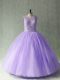 Latest Lavender Sweet 16 Quinceanera Dress Sweet 16 and Quinceanera with Beading Scoop Sleeveless Lace Up