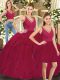 Modern Floor Length Lace Up Quince Ball Gowns Red for Sweet 16 and Quinceanera with Ruffles