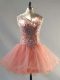 Peach V-neck Neckline Beading Prom Gown Sleeveless Lace Up