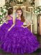Trendy Organza Sleeveless Floor Length Kids Pageant Dress and Ruffles