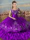 Stunning Floor Length Ball Gowns Sleeveless Purple Quinceanera Dress Lace Up
