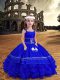 Royal Blue Straps Zipper Embroidery and Ruffled Layers Little Girls Pageant Dress Wholesale Sleeveless