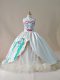 Sleeveless Embroidery Lace Up Little Girl Pageant Gowns with Champagne Sweep Train