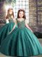 Floor Length Ball Gowns Sleeveless Teal Little Girls Pageant Dress Wholesale Lace Up