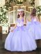 Sleeveless Floor Length Beading Lace Up Pageant Dress Toddler with Lavender