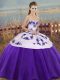 High Class Sweetheart Sleeveless Lace Up Quince Ball Gowns White And Purple Tulle