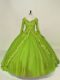 Ball Gowns Long Sleeves Olive Green Quinceanera Dresses Side Zipper