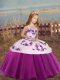 High Low Fuchsia Little Girls Pageant Dress Organza Sleeveless Embroidery