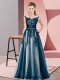 Navy Blue Zipper Scoop Beading and Lace Bridesmaid Dresses Tulle Sleeveless
