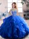 Perfect Ball Gowns 15th Birthday Dress Royal Blue Scoop Tulle Sleeveless Floor Length Lace Up