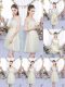 Extravagant Champagne Sleeveless Lace and Bowknot Mini Length Wedding Party Dress