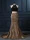 Zipper Evening Gowns Black for Prom and Party and Military Ball with Beading Court Train