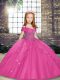 Straps Sleeveless Lace Up Pageant Dresses Hot Pink Tulle