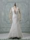 Exquisite White Column/Sheath Lace Wedding Gown Zipper Chiffon Sleeveless