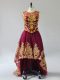 Fantastic Burgundy Glitz Pageant Dress Prom and Party with Beading and Appliques Scoop Sleeveless Lace Up