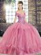 Fantastic Off The Shoulder Sleeveless Tulle Vestidos de Quinceanera Beading and Ruffles Lace Up