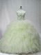 Yellow Green Sleeveless Beading Lace Up Sweet 16 Quinceanera Dress