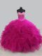Great Fuchsia Sweetheart Neckline Beading and Ruffles 15 Quinceanera Dress Sleeveless Lace Up