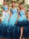 Floor Length Multi-color Quinceanera Gowns Scoop Sleeveless Lace Up