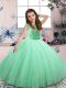 Mini Length Apple Green Pageant Dress for Teens Scoop Sleeveless Lace Up