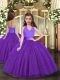 Purple Sleeveless Tulle Lace Up Little Girl Pageant Dress for Party and Wedding Party