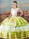Classical Floor Length Ball Gowns Sleeveless Yellow Green Quinceanera Dress Lace Up