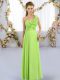 Floor Length Lace Up Vestidos de Damas for Wedding Party with Hand Made Flower