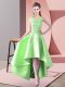 High Low Yellow Green Court Dresses for Sweet 16 Sleeveless Lace