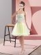 Yellow Green Tulle Zipper Dress for Prom Sleeveless Mini Length Beading