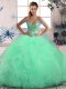 Great Off The Shoulder Sleeveless Lace Up Sweet 16 Quinceanera Dress Apple Green Tulle
