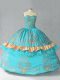 Glamorous Aqua Blue Sleeveless Satin and Organza Lace Up 15 Quinceanera Dress for Sweet 16 and Quinceanera