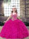 Exquisite Sleeveless Lace Up Floor Length Beading Kids Formal Wear