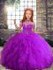 Beading and Ruffles Little Girl Pageant Gowns Purple Lace Up Sleeveless Floor Length