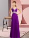 Modern Purple V-neck Lace Up Beading Prom Evening Gown Sleeveless