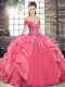 Best Coral Red Sweet 16 Quinceanera Dress Military Ball and Sweet 16 and Quinceanera with Beading and Ruffles Off The Shoulder Sleeveless Lace Up