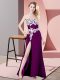 Eggplant Purple Sleeveless Lace and Appliques Prom Dresses