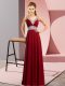 Dynamic Burgundy Chiffon Lace Up V-neck Sleeveless Floor Length Dress for Prom Beading