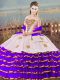 Ball Gowns 15th Birthday Dress White And Purple Sweetheart Organza Sleeveless Floor Length Lace Up