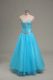 Excellent Tulle Sweetheart Sleeveless Lace Up Beading Pageant Dress for Teens in Aqua Blue