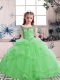 Simple Ball Gowns Girls Pageant Dresses Scoop Tulle Sleeveless Floor Length Lace Up