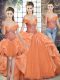 Orange Sleeveless Beading and Ruffles Floor Length Ball Gown Prom Dress