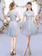 Grey Sleeveless Tulle Zipper Court Dresses for Sweet 16 for Wedding Party