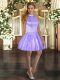 Lavender Sleeveless Beading and Ruffles Mini Length Homecoming Dress Online
