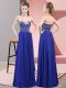 Stylish Sweetheart Sleeveless Prom Dresses Floor Length Beading Royal Blue Chiffon