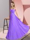 Sumptuous Floor Length Empire Sleeveless Lavender Prom Dresses Lace Up