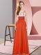 Delicate Floor Length Backless Bridesmaid Dresses Rust Red for Wedding Party with Appliques