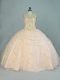 Clearance Champagne Sleeveless Beading and Ruffles Floor Length Sweet 16 Quinceanera Dress
