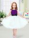 Custom Fit White A-line Organza Scoop Sleeveless Sequins and Hand Made Flower Knee Length Zipper Toddler Flower Girl Dress