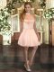 Fitting Mini Length Backless Prom Dress Peach for Prom and Party with Beading