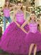 Halter Top Sleeveless Lace Up Ball Gown Prom Dress Fuchsia Organza